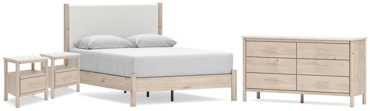 Cadmori Upholstered Panel Bed Set - Queen, Dresser and 2 Nightstands