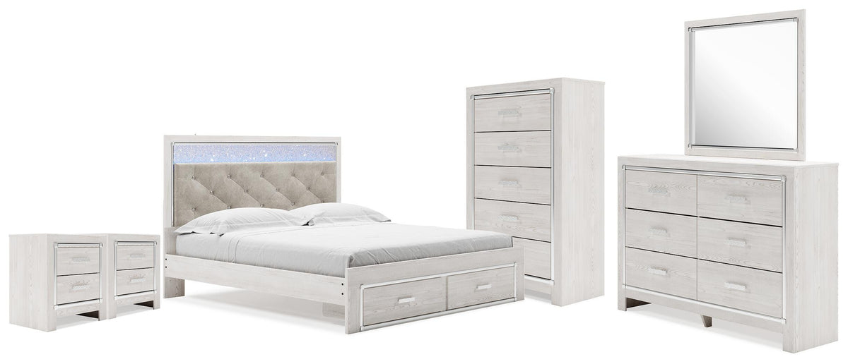 Altyra King Platform Storage Bed, Dresser, Mirror, Chest and 2 Nightstands