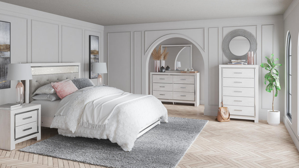 Altyra Panel Bed Set - Queen, Mirrored Dresser