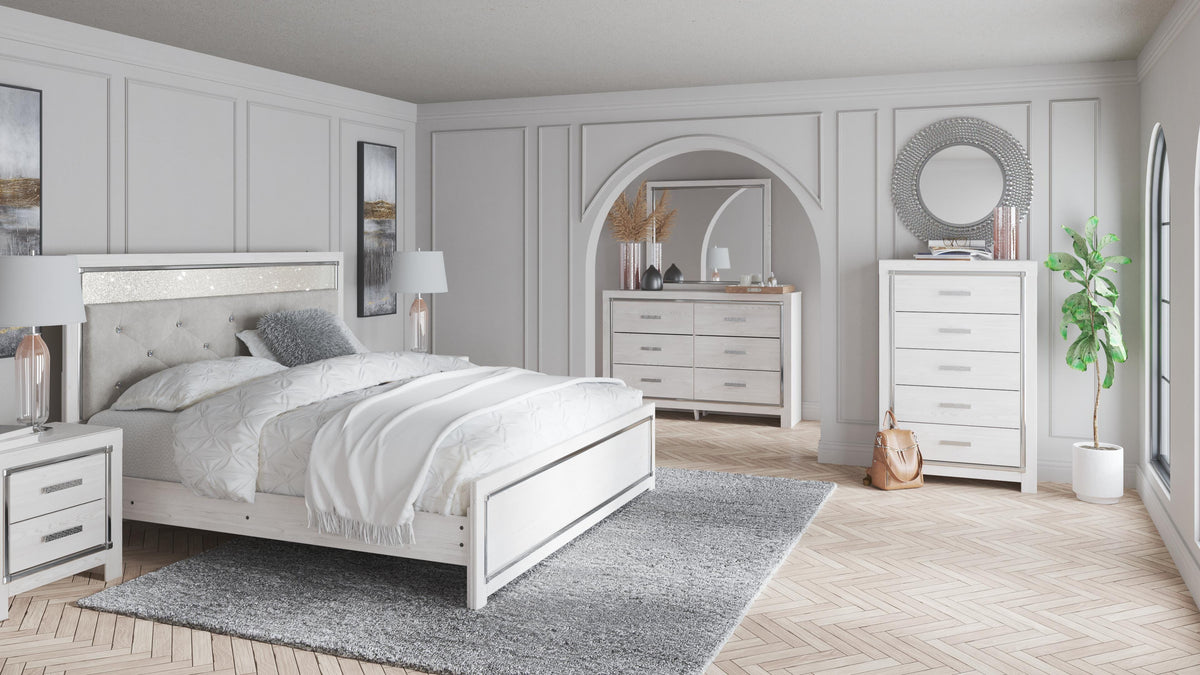 Altyra Panel Bed Set - King, Mirrored Dresser