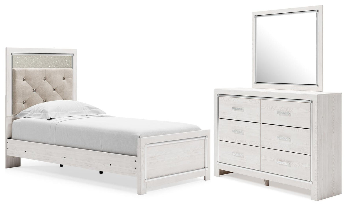 Altyra Panel Bed Set - Twin, Mirrored Dresser