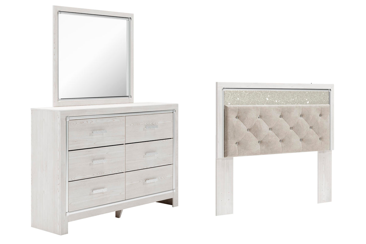 B2640 Panel Headboard Set - Queen, Mirrored Dresser