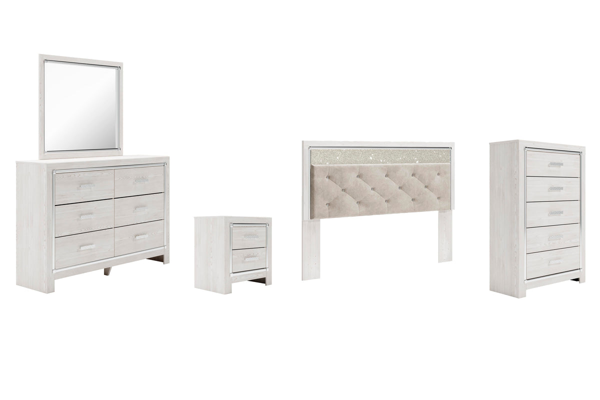 B2640 Panel Headboard Set - King, Mirrored Dresser, Chest and Nightstand
