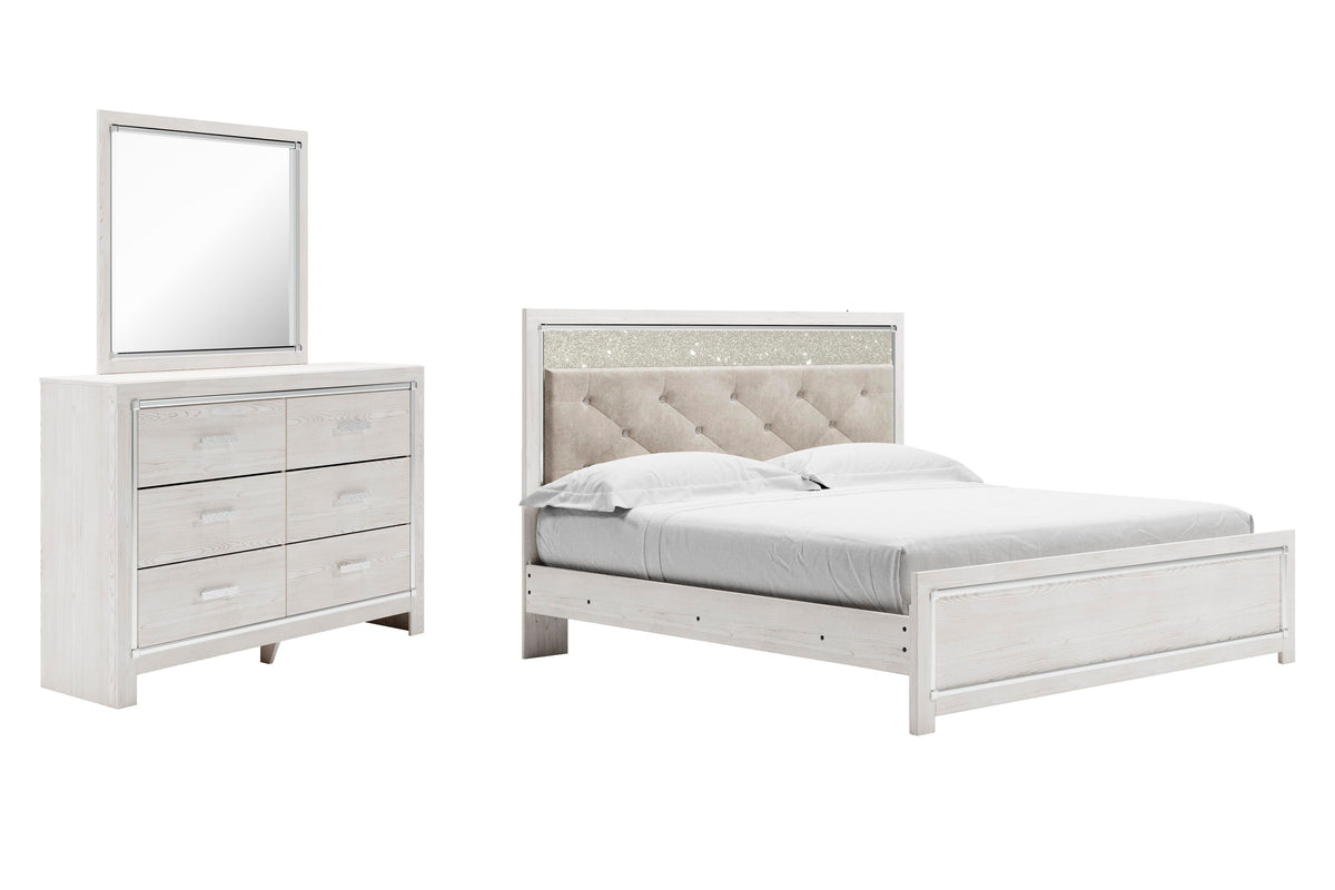 Altyra Panel Bed Set - King, Mirrored Dresser