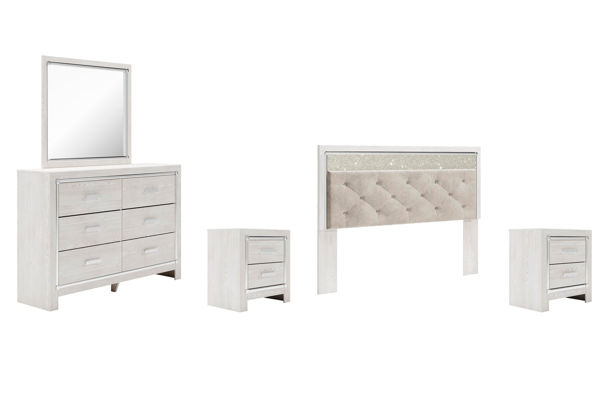 B2640 Panel Headboard Set - King, Mirrored Dresser and 2 Nightstands