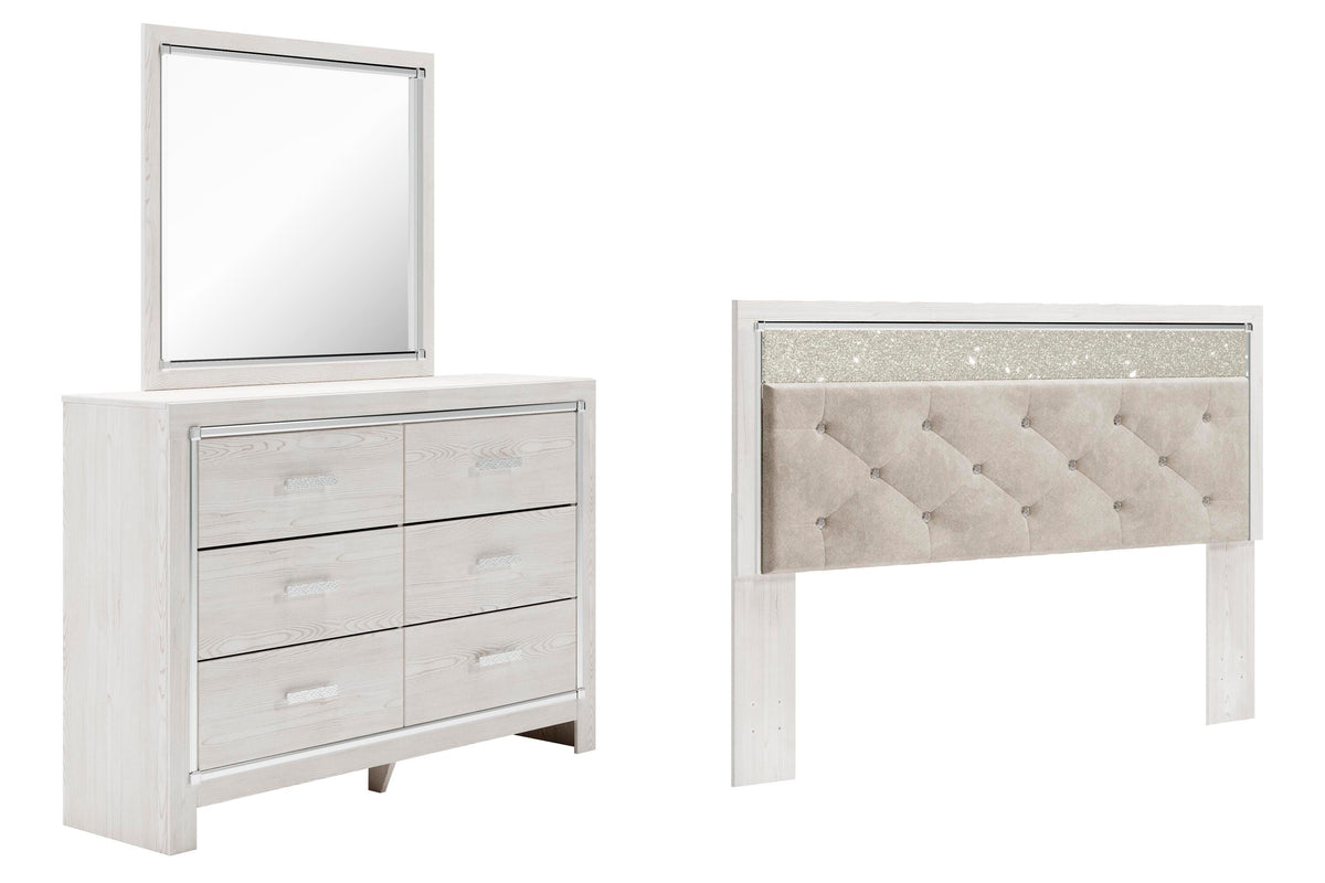B2640 Panel Headboard Set - King, Mirrored Dresser