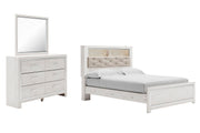 Altyra Panel Bookcase Bed Set - Queen, Mirrored Dresser
