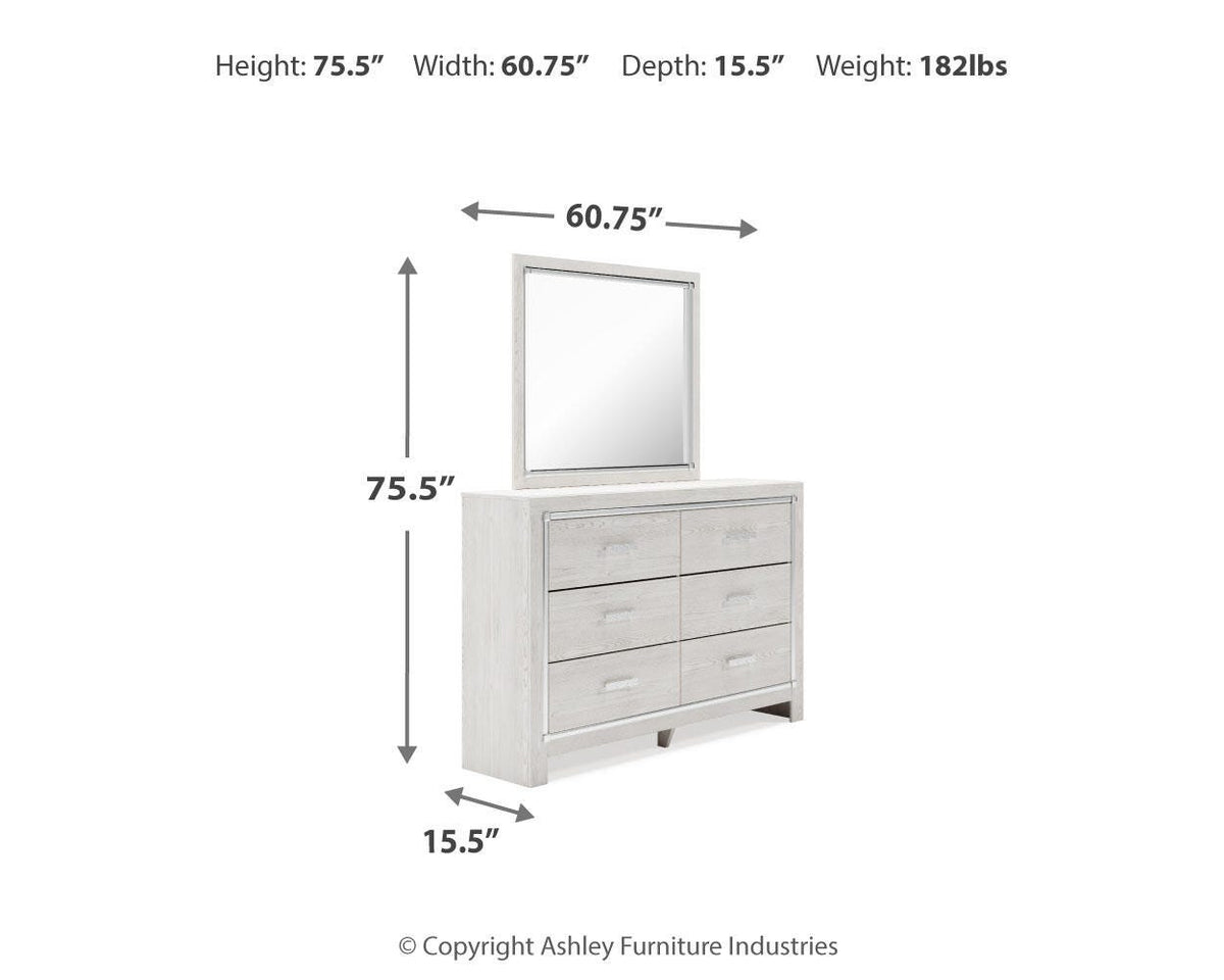 Altyra King Upholstered Storage Bed, Dresser, Mirror and 2 Nightstands
