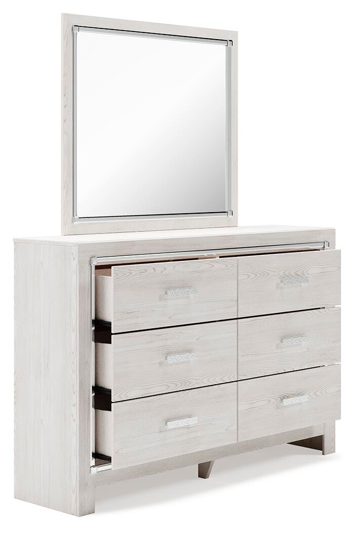 Altyra Upholstered Storage Bed Set - King, Mirrored Dresser and Nightstand