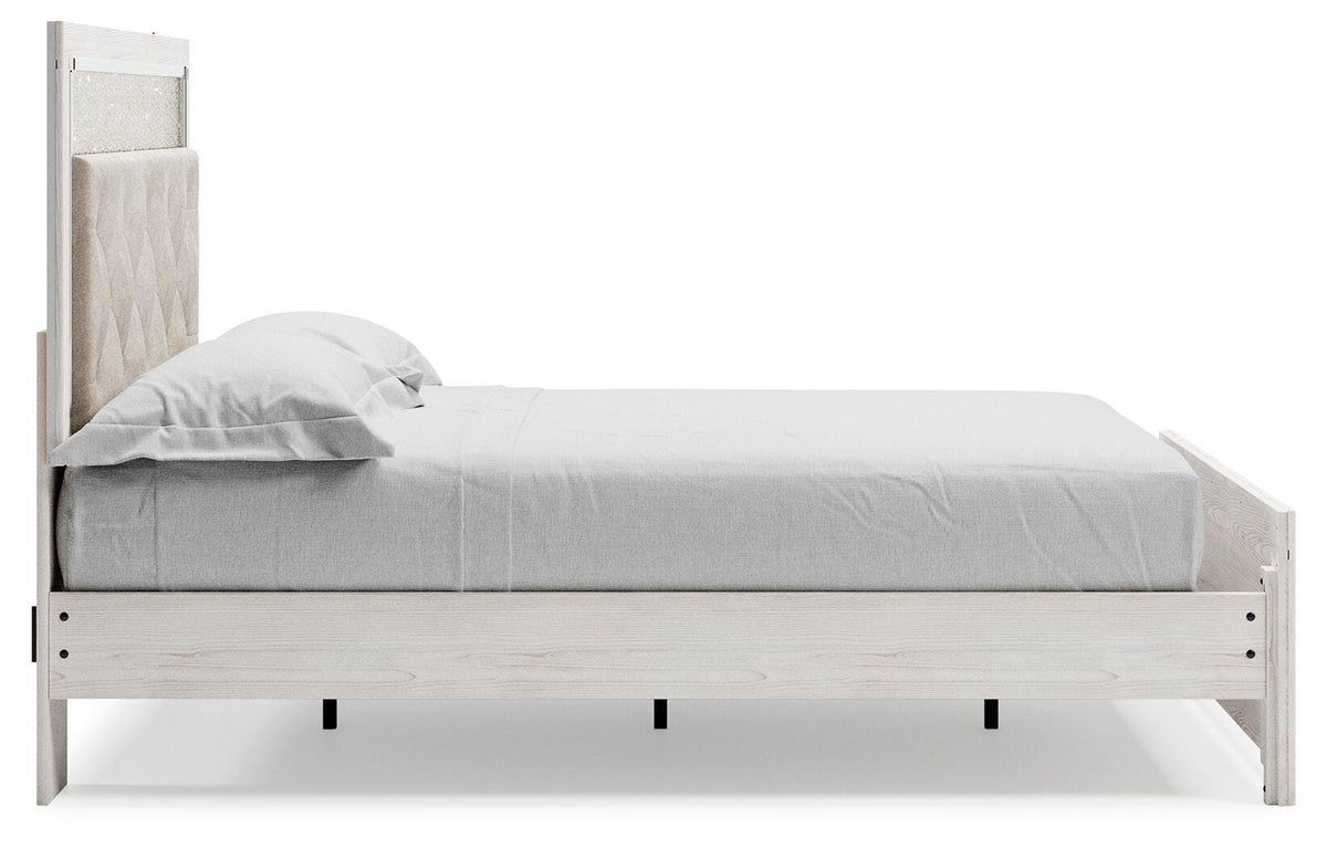 Altyra Queen Upholstered Panel Bed, Dresser, Mirror, Chest and Nightstand