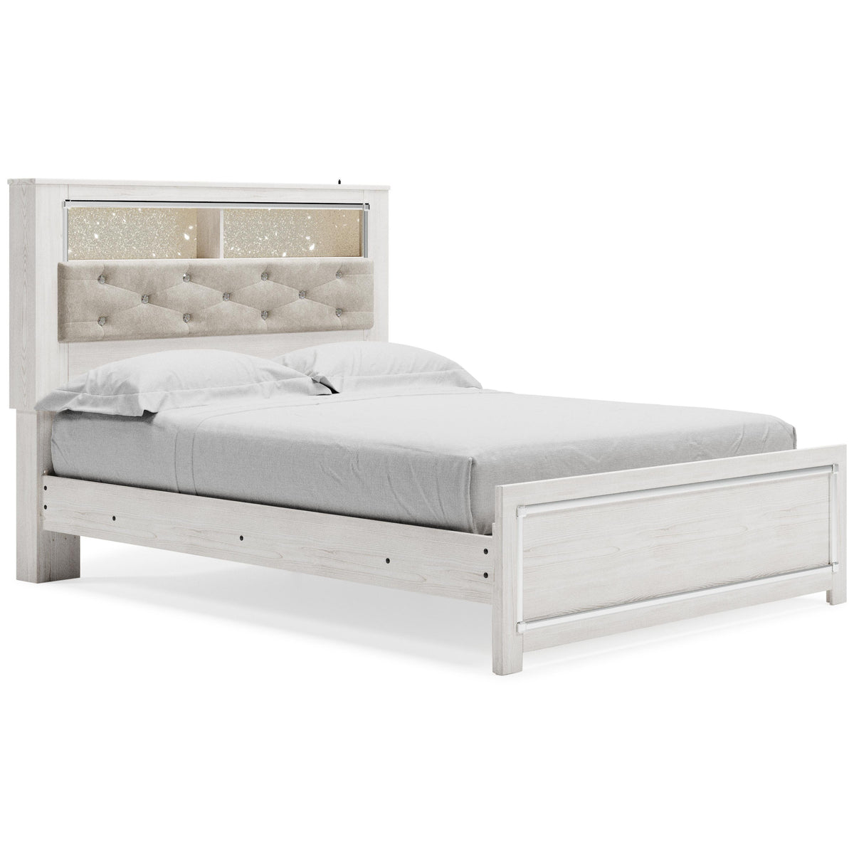 Altyra Panel Bookcase Bed Set - Queen, Mirrored Dresser