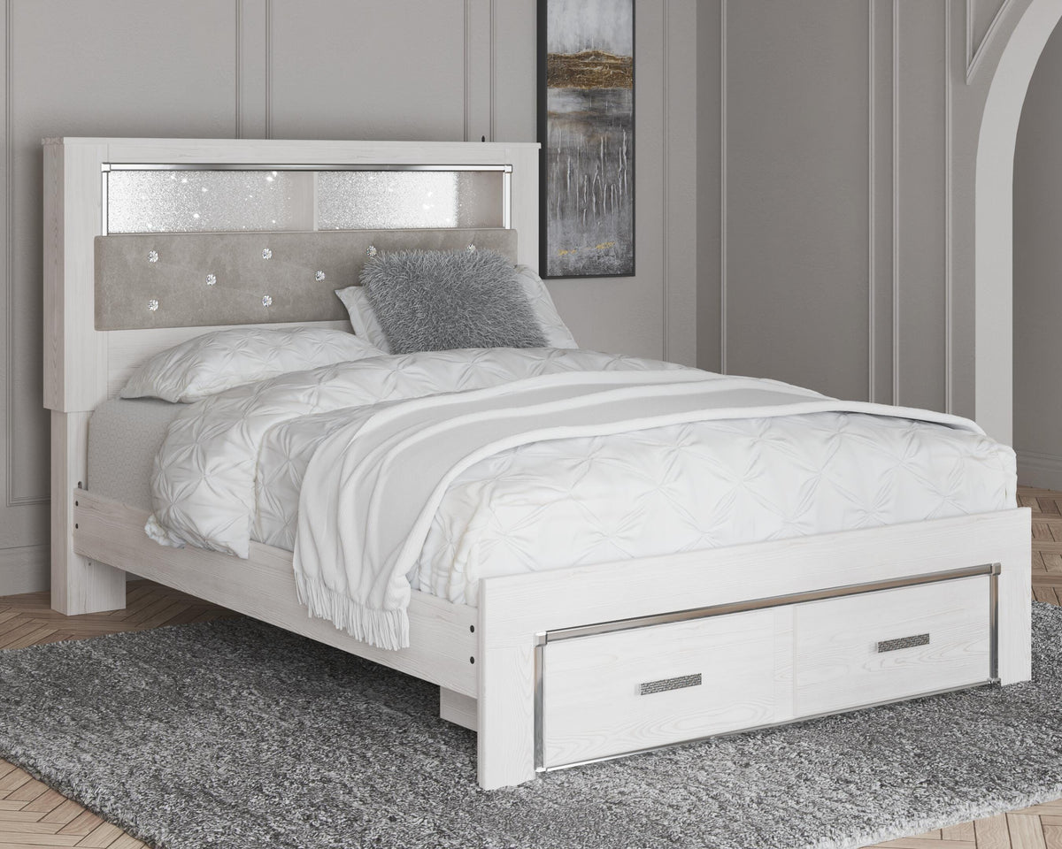Altyra Upholstered Bookcase Bed with Storage - Queen