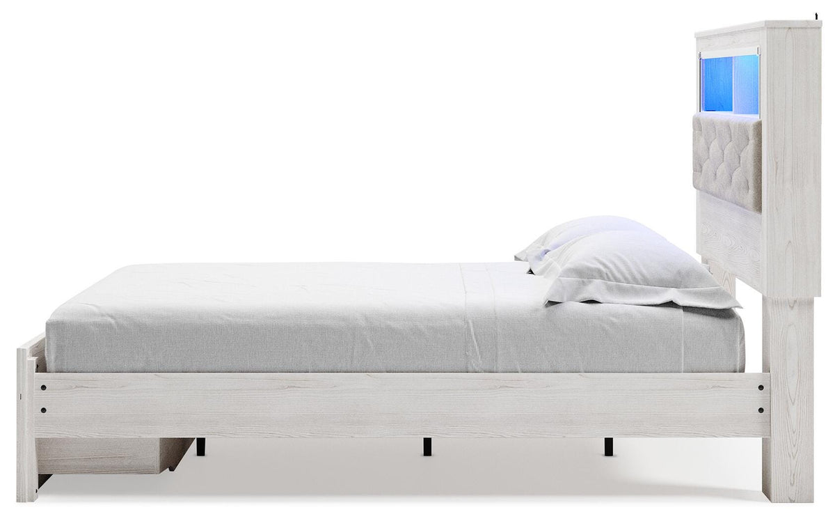Altyra Upholstered Bookcase Bed with Storage - Queen
