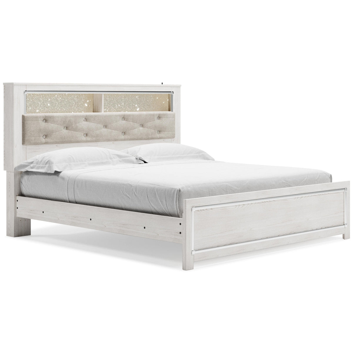 Altyra Panel Bookcase Bed Set - King, Mirrored Dresser