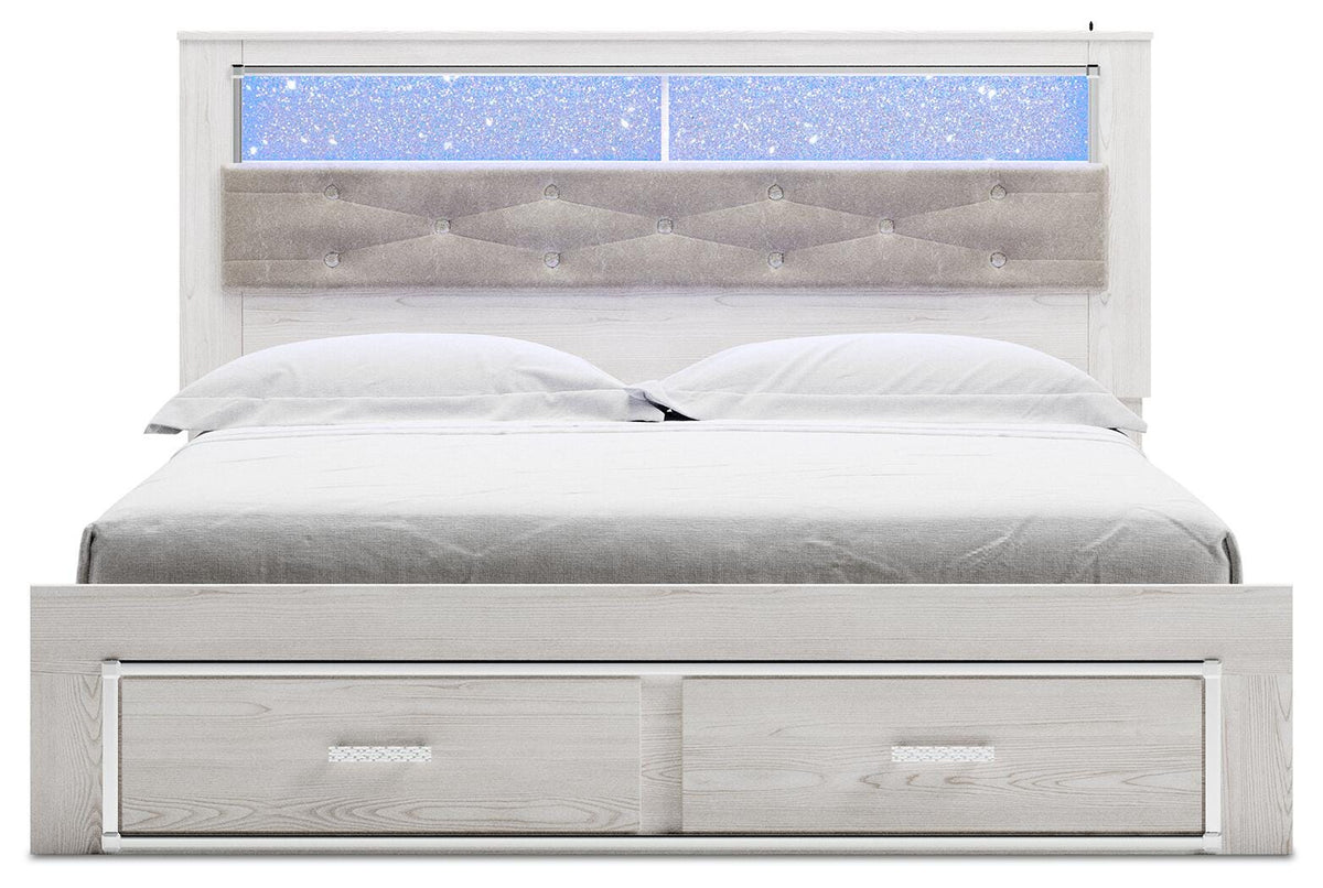 Altyra Queen Upholstered Bookcase Bed with Storage
