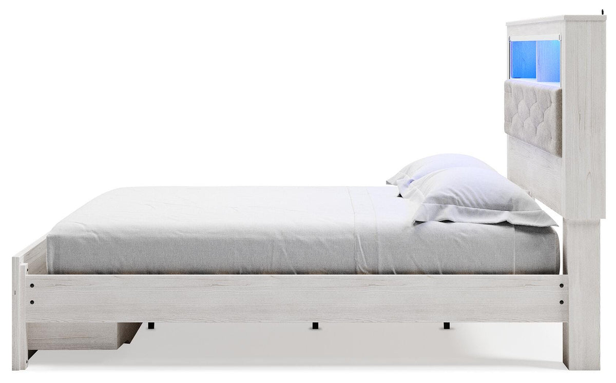 Altyra Queen Upholstered Bookcase Bed with Storage