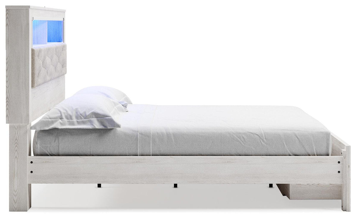 Altyra Queen Upholstered Bookcase Bed with Storage