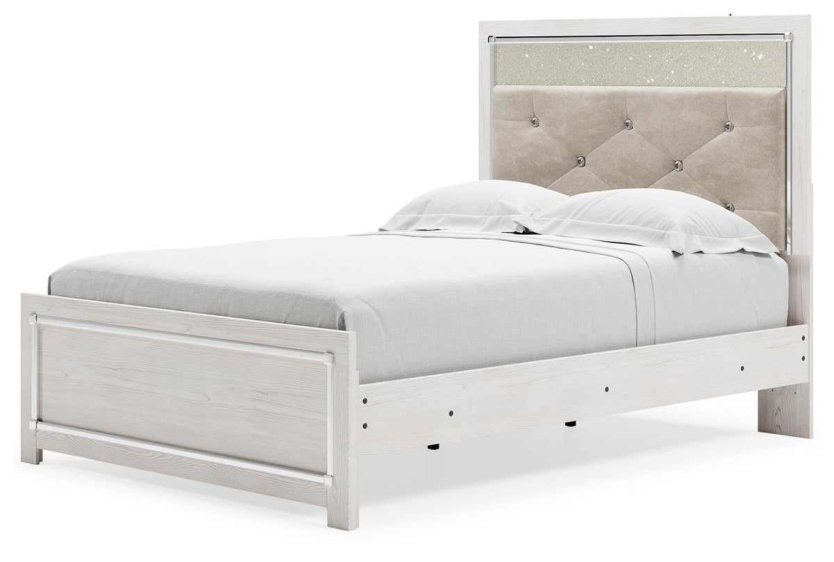 Altyra Full Upholstered Panel Bed, Dresser and Nightstand