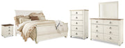 Willowton King Sleigh Bed, Dresser, Mirror, Chest and Nightstand