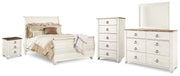 Willowton Queen Sleigh Bed, Dresser, Mirror, Chest and Nightstand