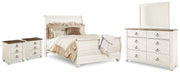 Willowton Queen Panel Bed, Dresser, Mirror and 2 Nightstands