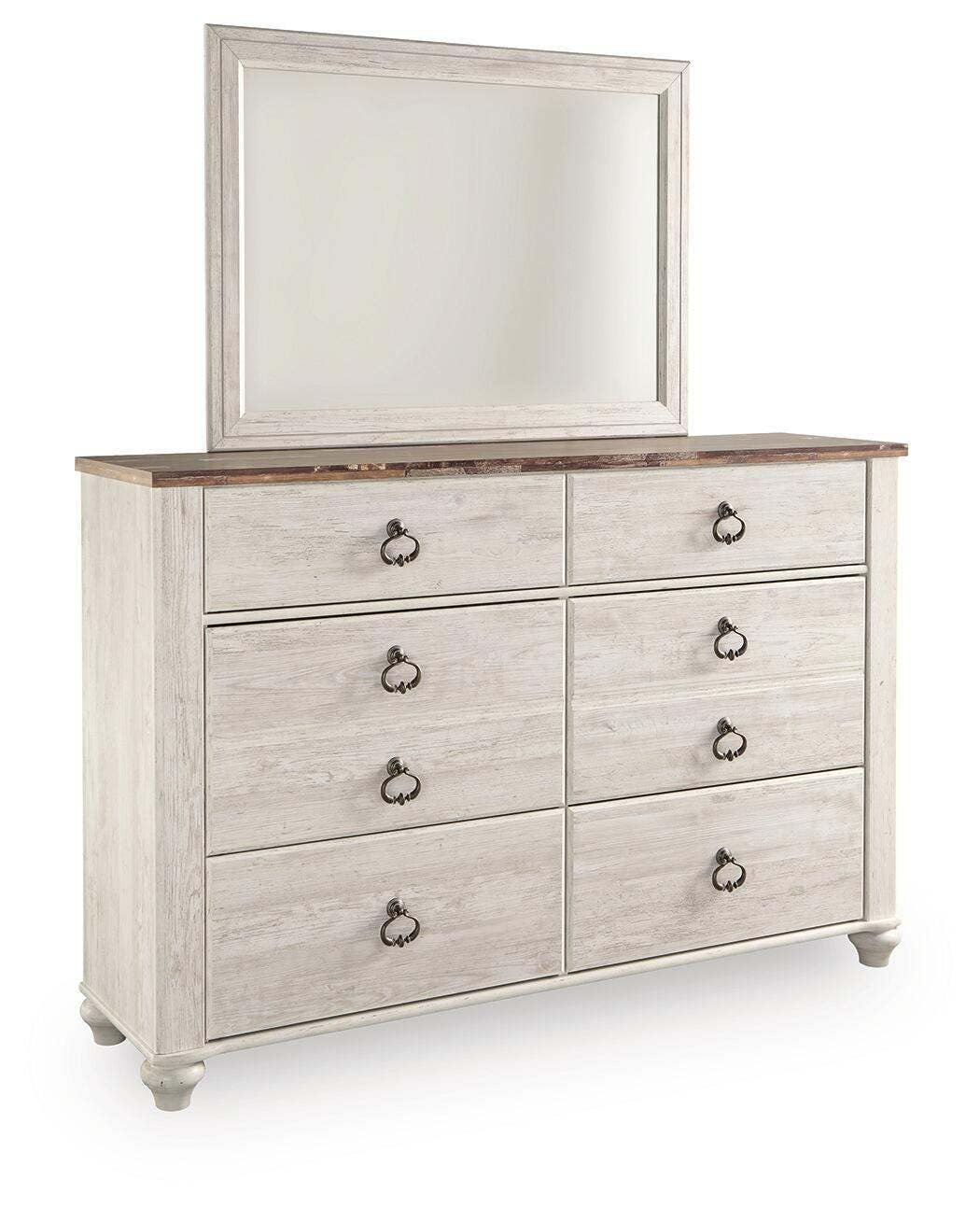 Willowton Queen Sleigh Bed with Mirrored Dresser