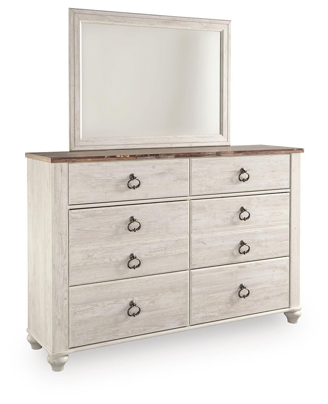 Willowton Full Panel Bed with Storage, Dresser and Mirror