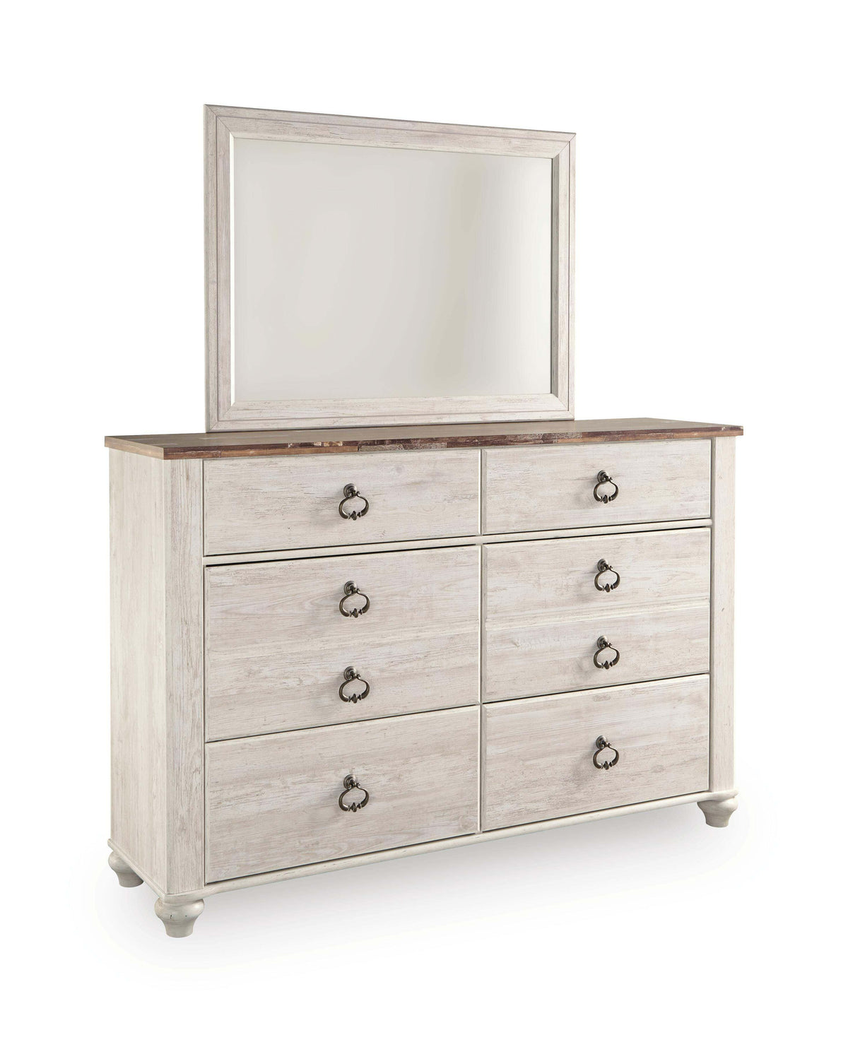 Willowton Queen Sleigh Bed with Mirrored Dresser