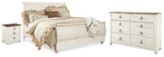 Willowton King Sleigh Bed, Dresser and Nightstand