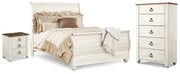 Willowton Queen Sleigh Bed, Chest and Nightstand
