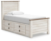 Willowton Panel Bed with 2 Storage Drawers - Twin