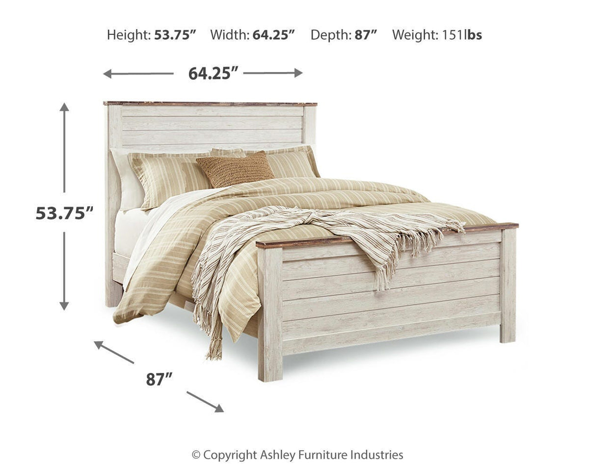Willowton Queen Panel Bed, Dresser, Mirror, and Nightstand