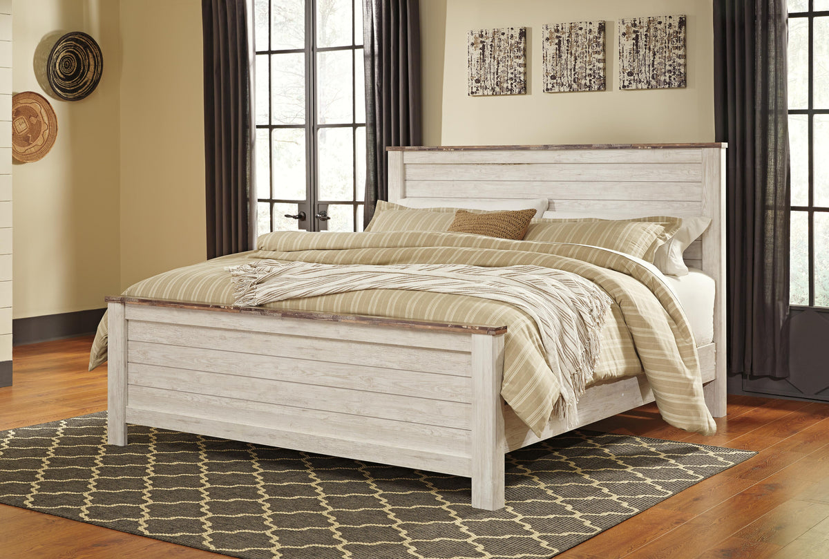 Willowton King Panel Bed, Dresser, Mirror, and Nightstand