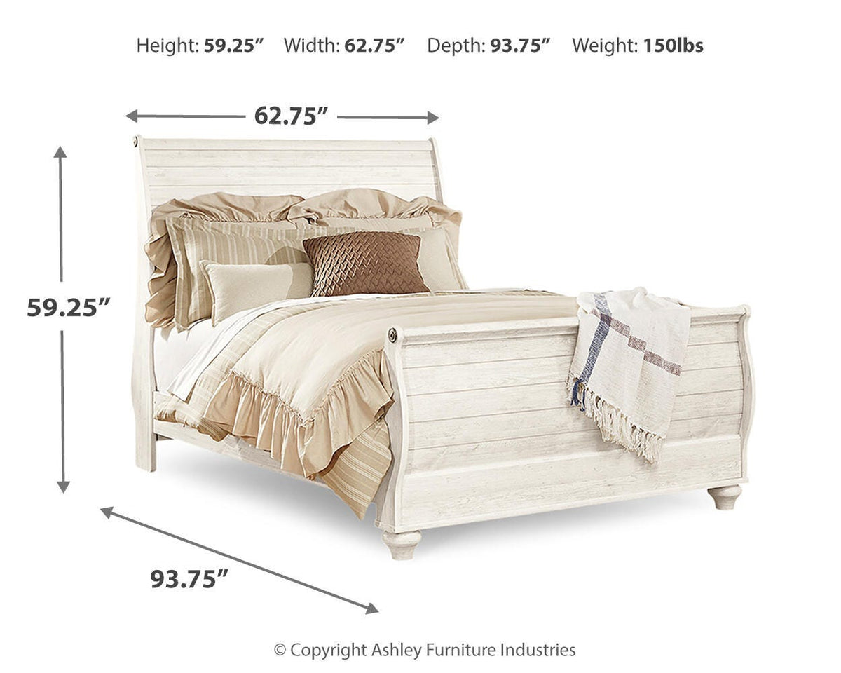 Willowton Queen Sleigh Bed and Nightstand