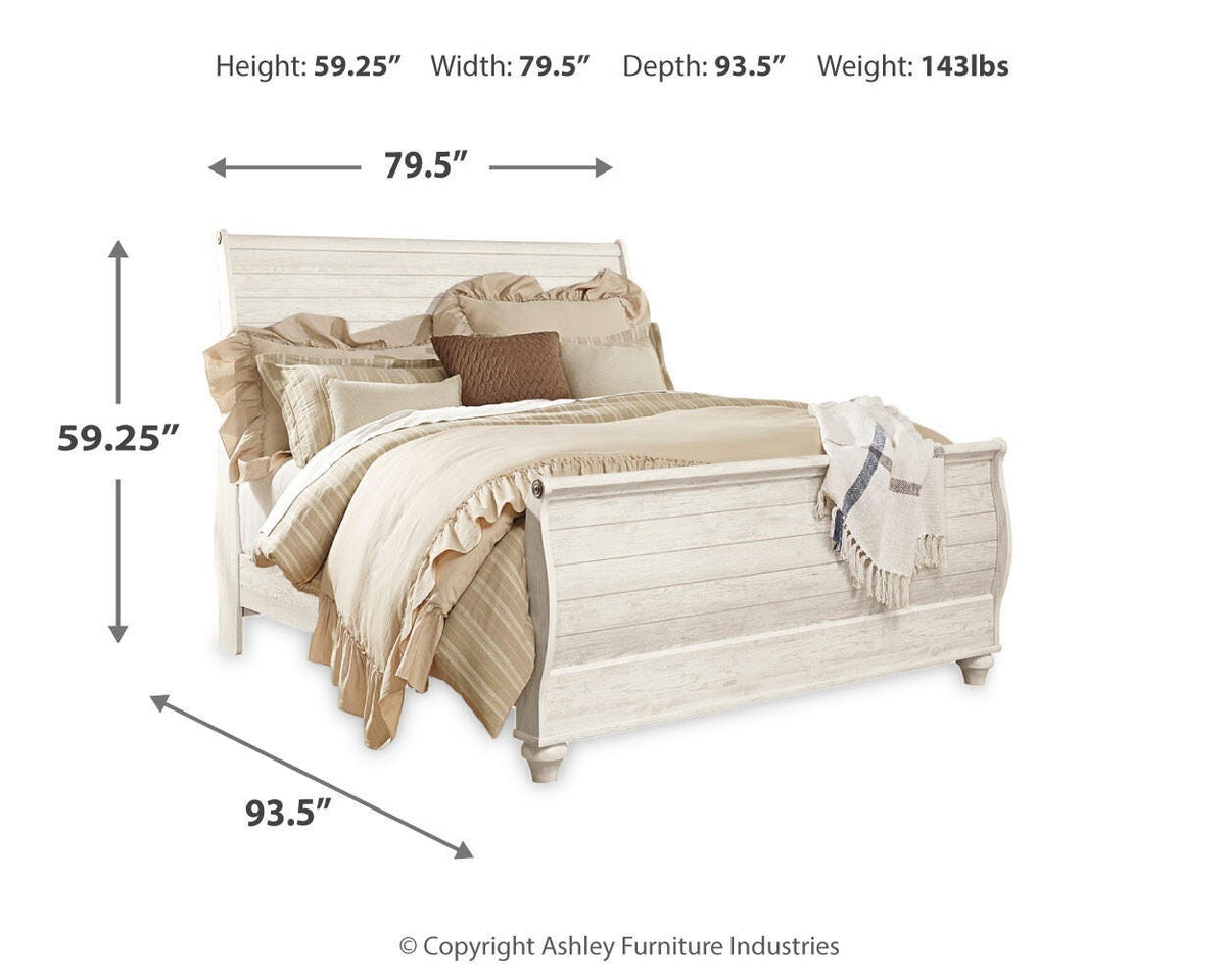 Willowton King Sleigh Bed, Dresser, Mirror and Chest