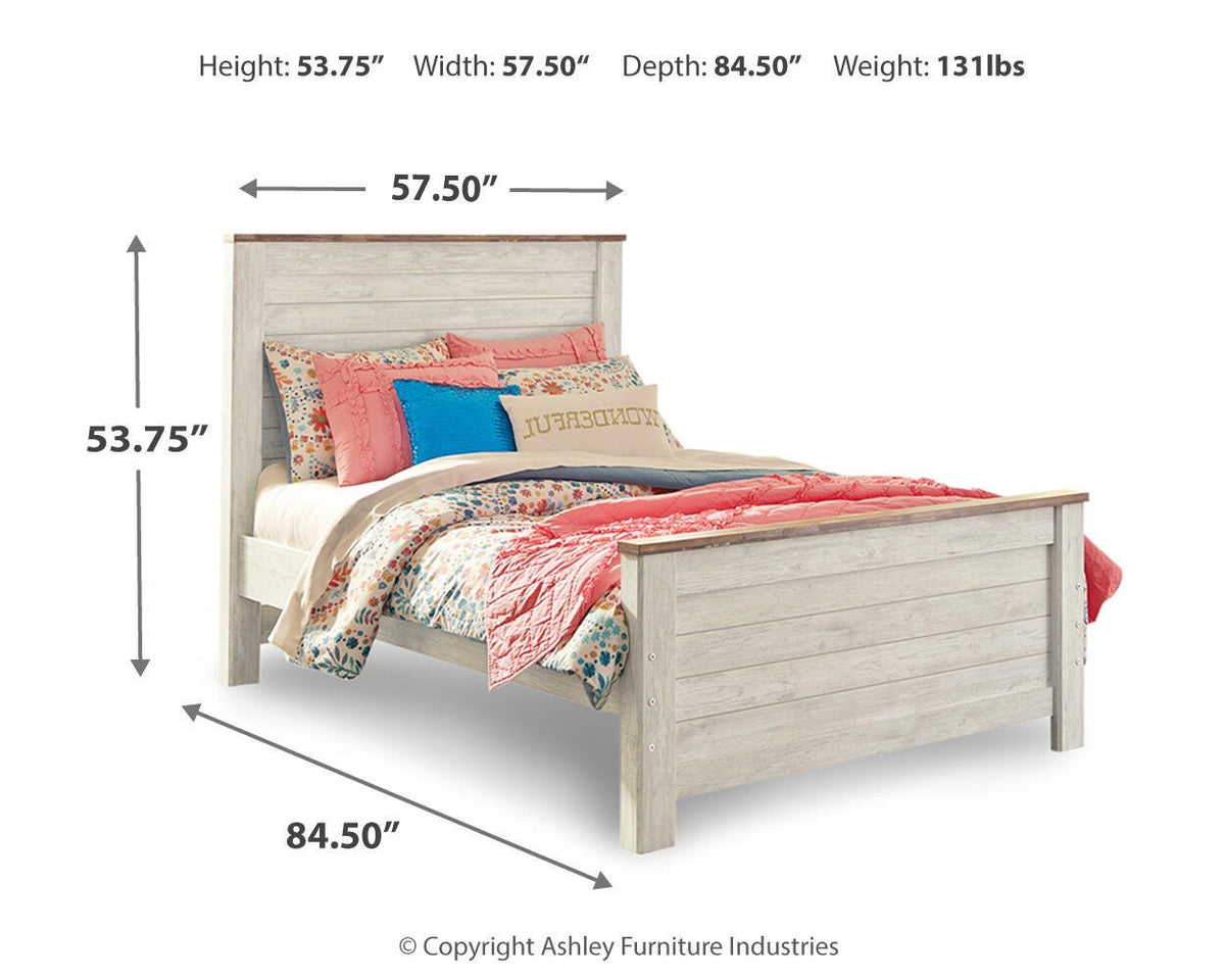 Willowton Full Panel Bed, Dresser, Mirror, Chest and Nightstand