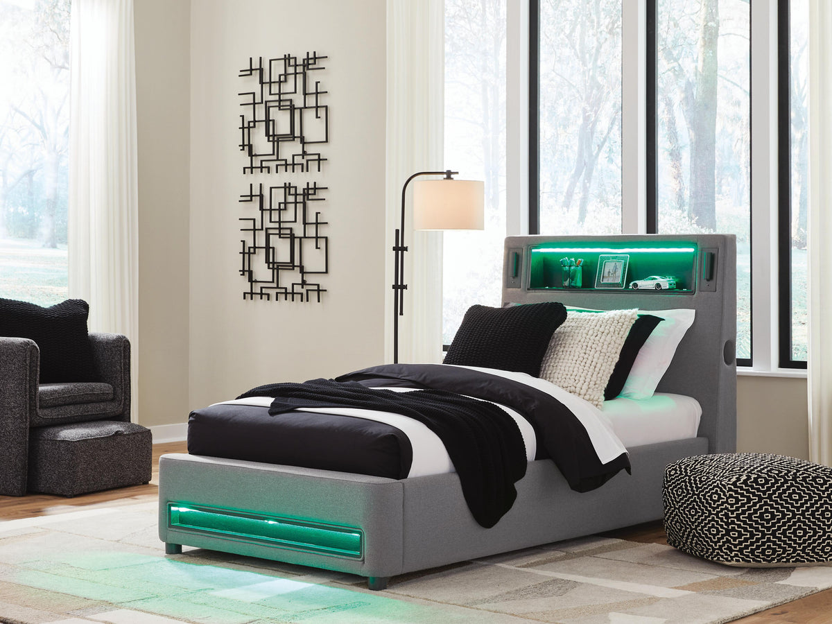 Finigale Upholstered Bed with Wireless Audio
