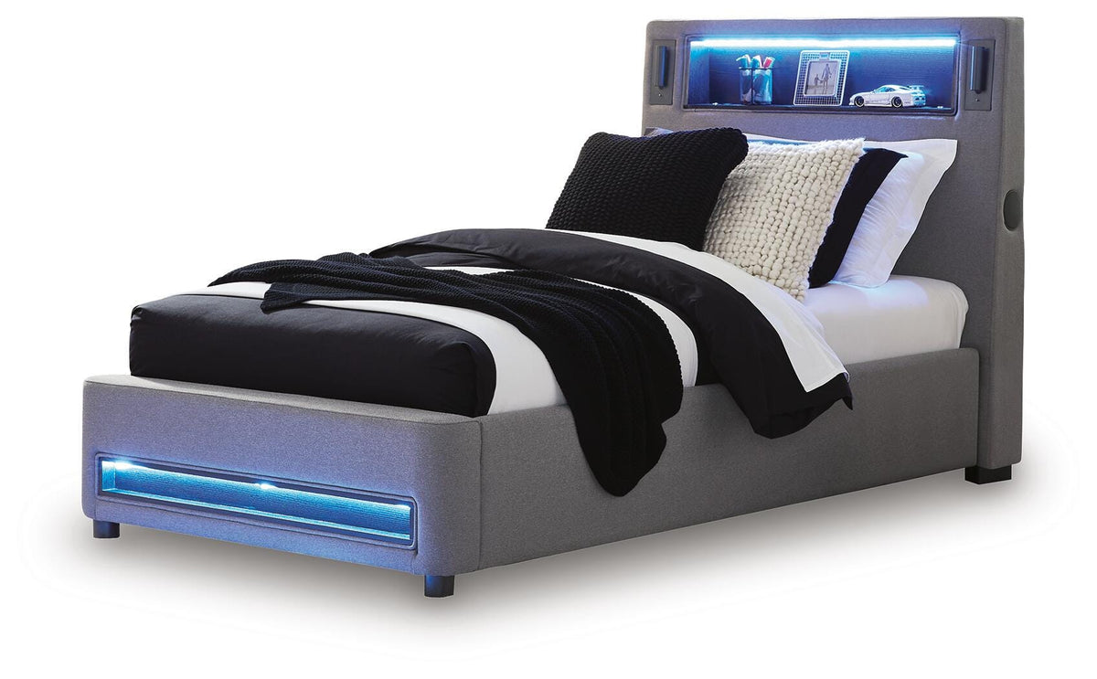 Finigale Upholstered Bed with Wireless Audio