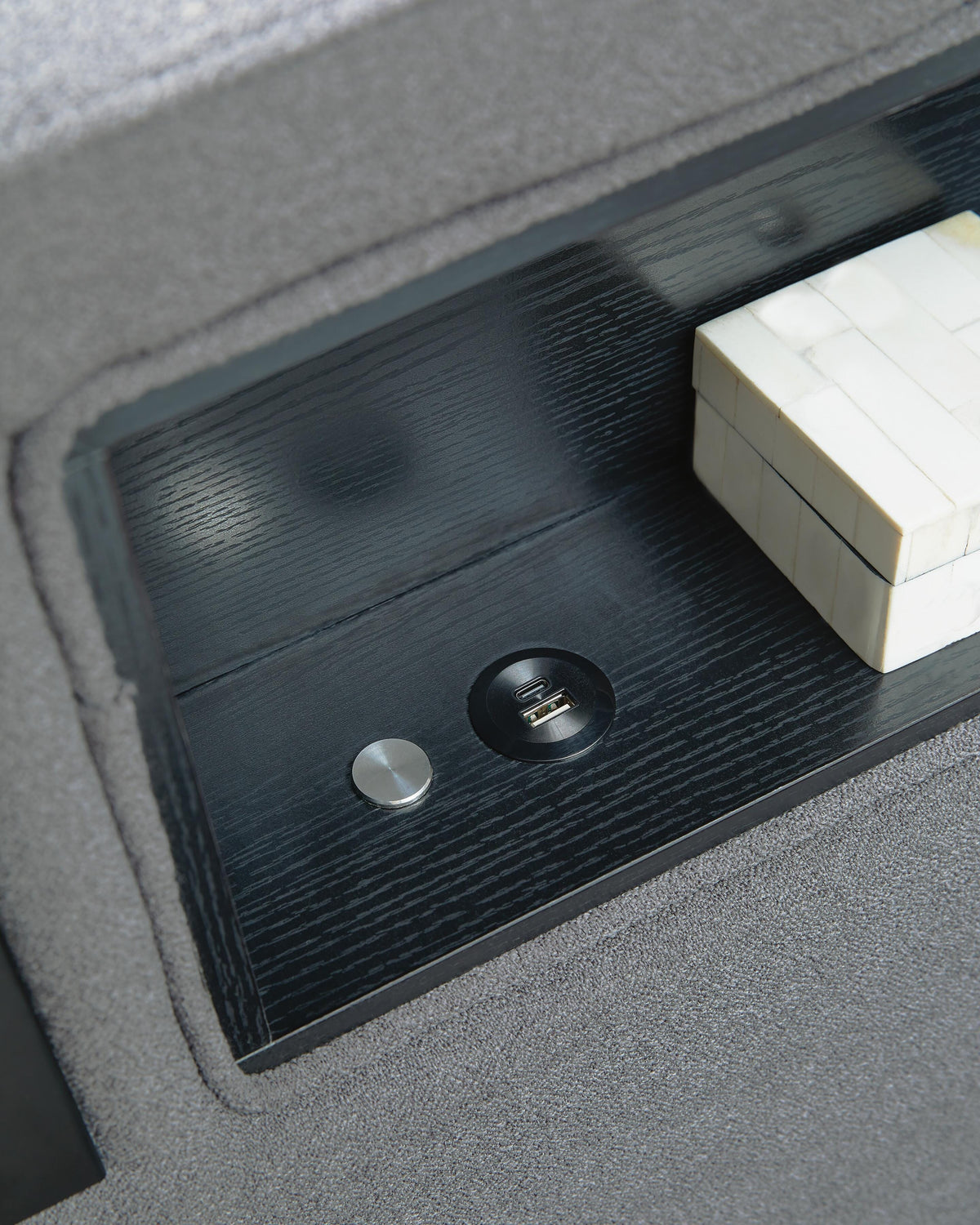 Verishaw King Upholstered Bed with Wireless Audio