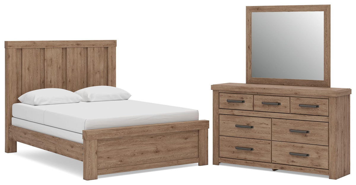 Oliandon Panel Bed Set - Queen, Dresser and Mirror