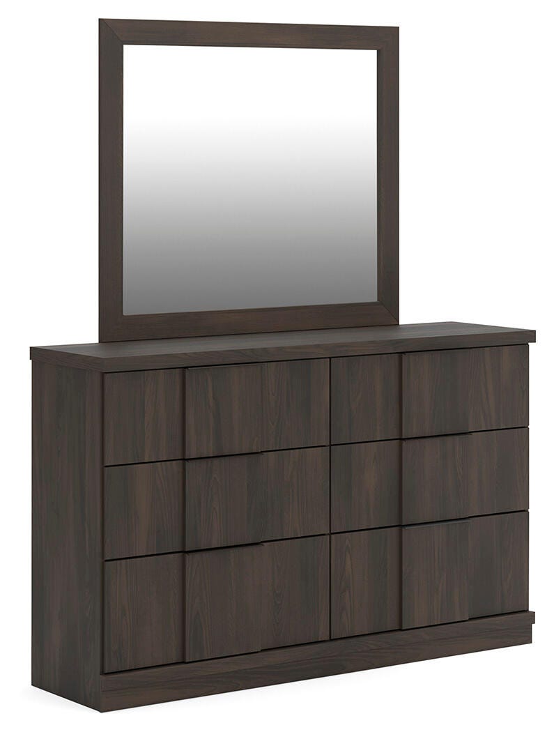 Shaehartin Panel Platform Bed Set - Queen, Dresser and Mirror