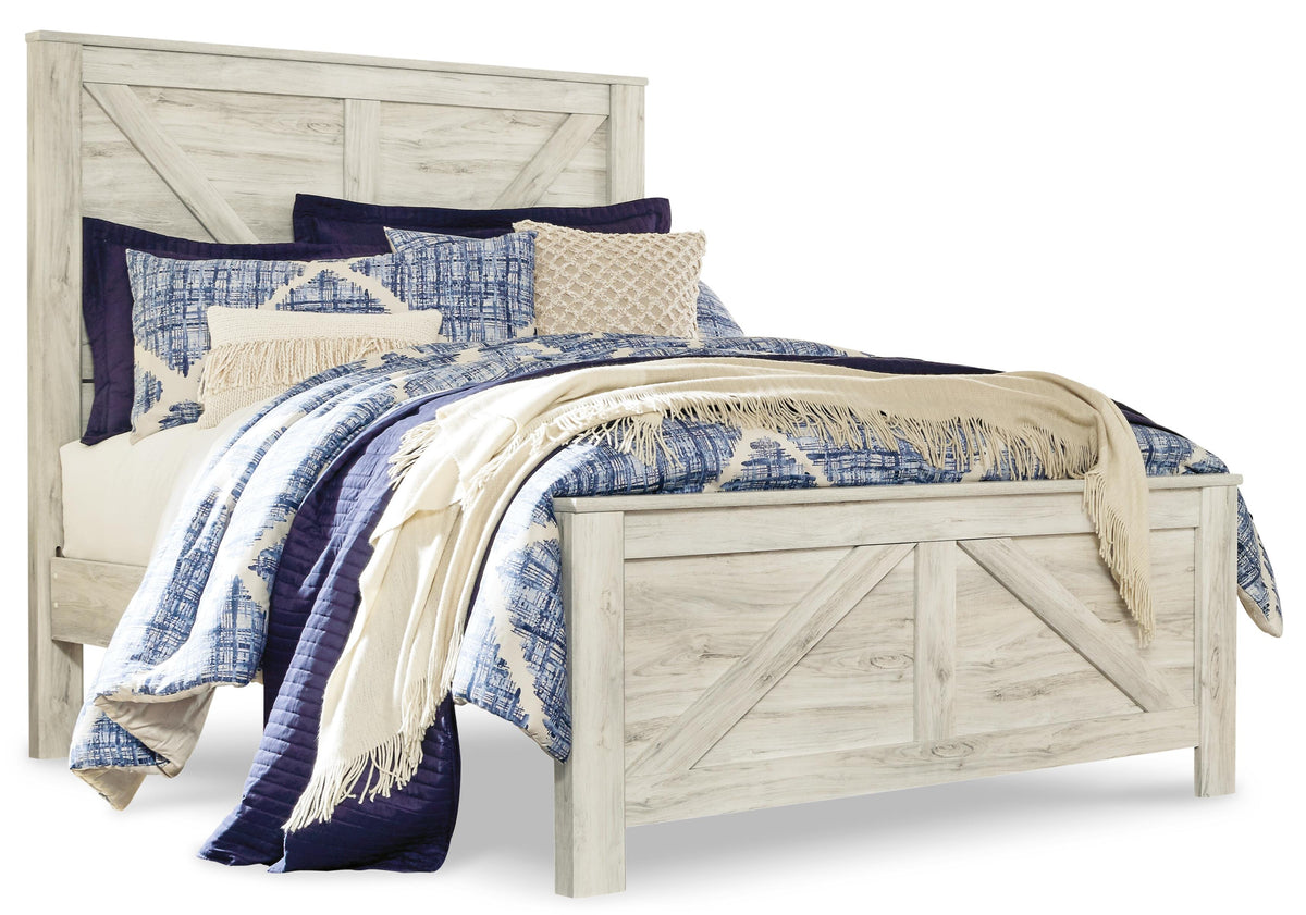 Bellaby Crossbuck Panel Bed Set - Queen, Mirrored Dresser