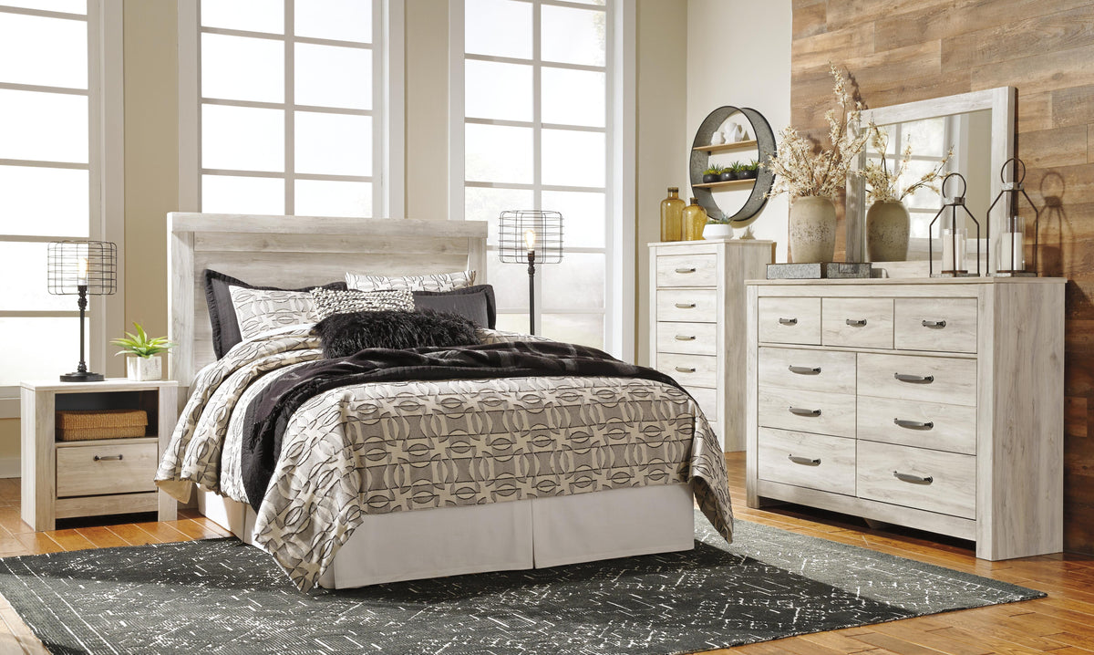B331 Panel Headboard Set - Queen, Mirrored Dresser, Chest and 2 Nightstands