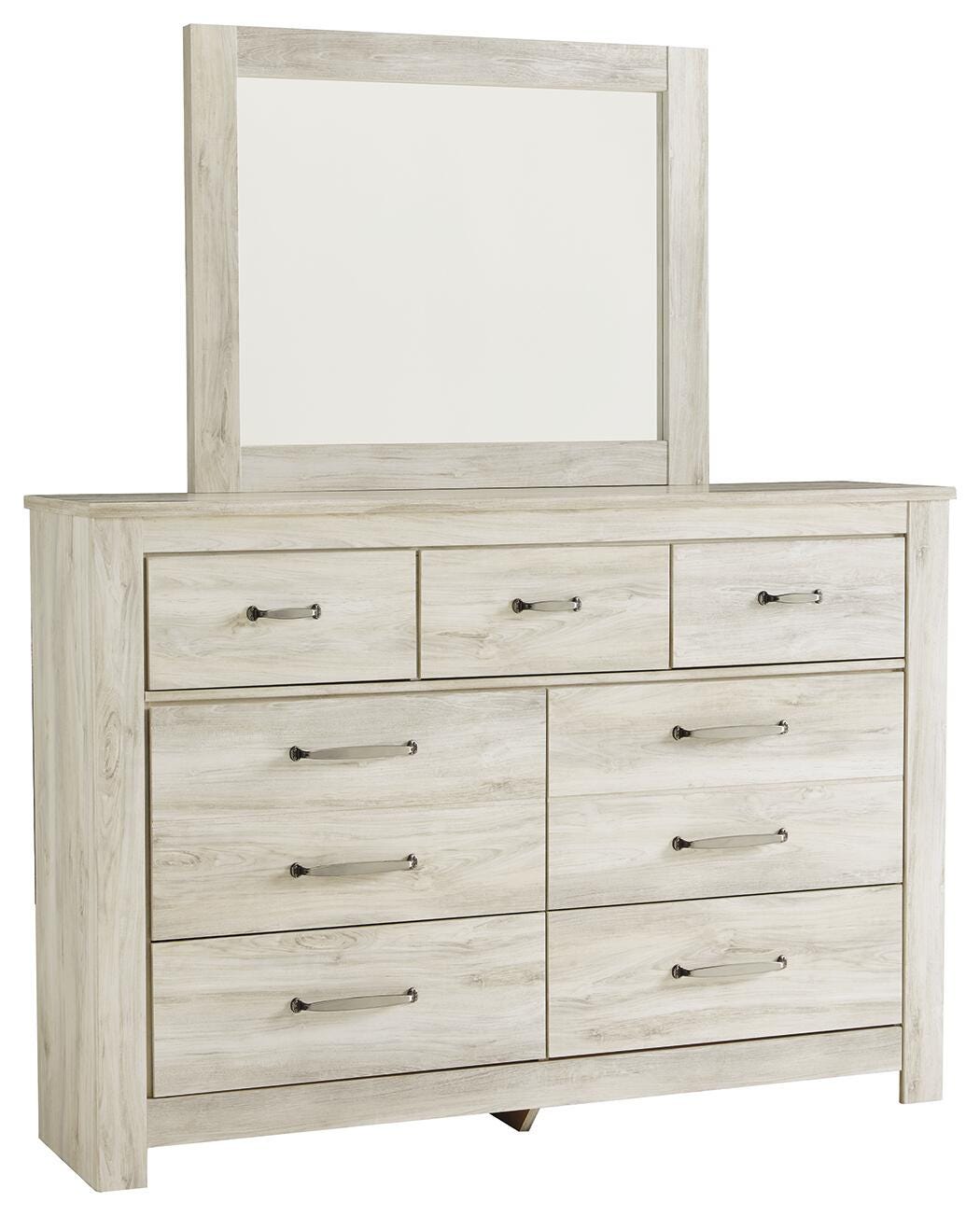 B331 Panel Headboard Set - King, Mirrored Dresser