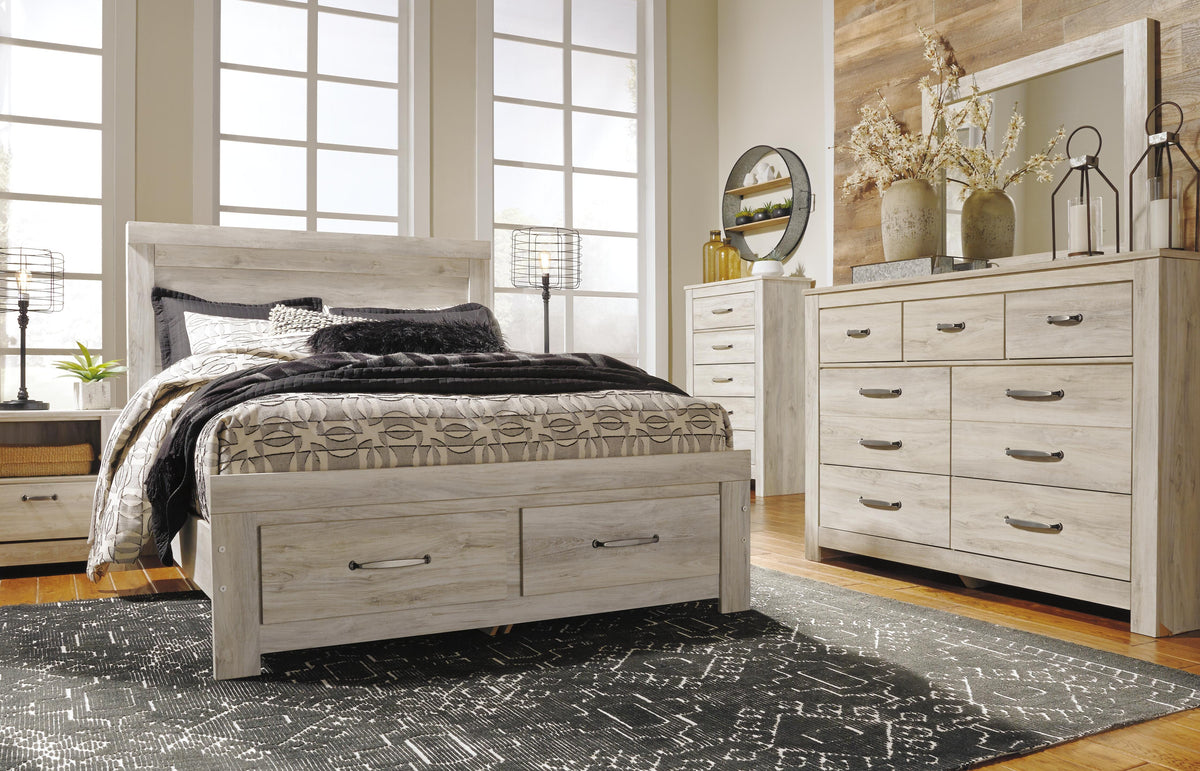 B331 Panel Headboard Set - Queen, Mirrored Dresser, Chest and Nightstand