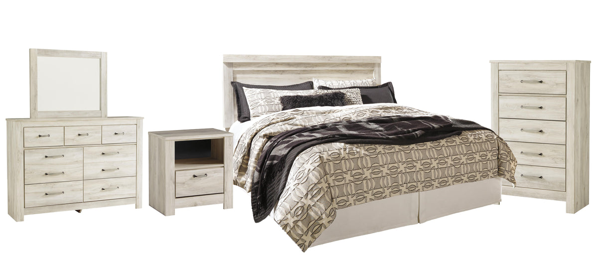 B331 Panel Headboard Set - King, Mirrored Dresser, Chest and Nightstand