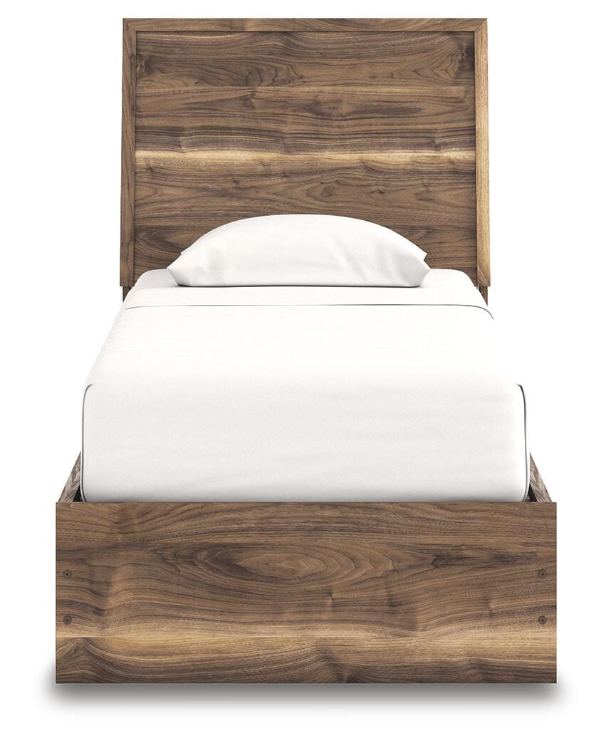 Chirason Twin Panel Bed with Storage, Dresser and Mirror