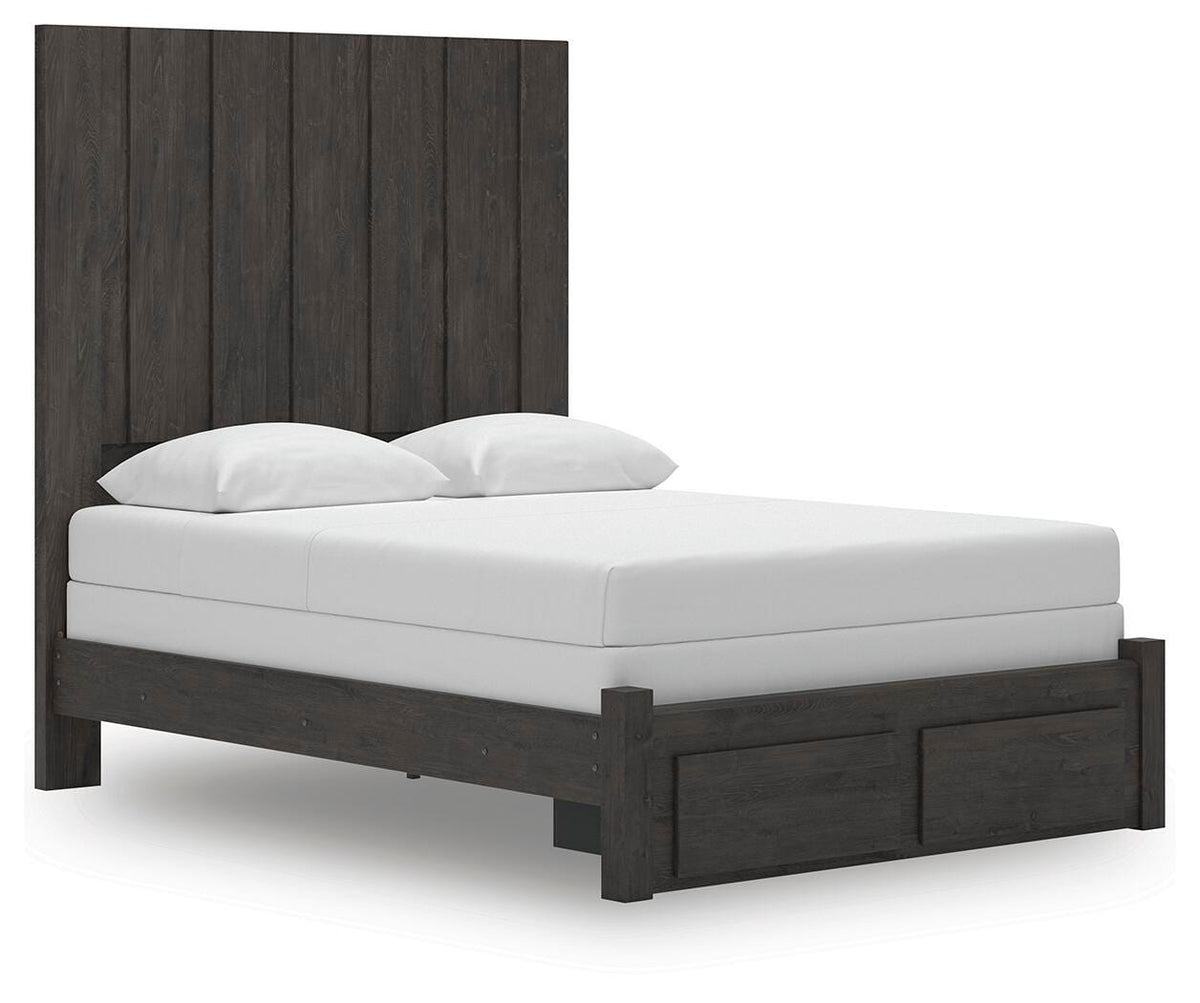 Fraluna Panel Storage Bed Set - Queen, Dresser and Mirror