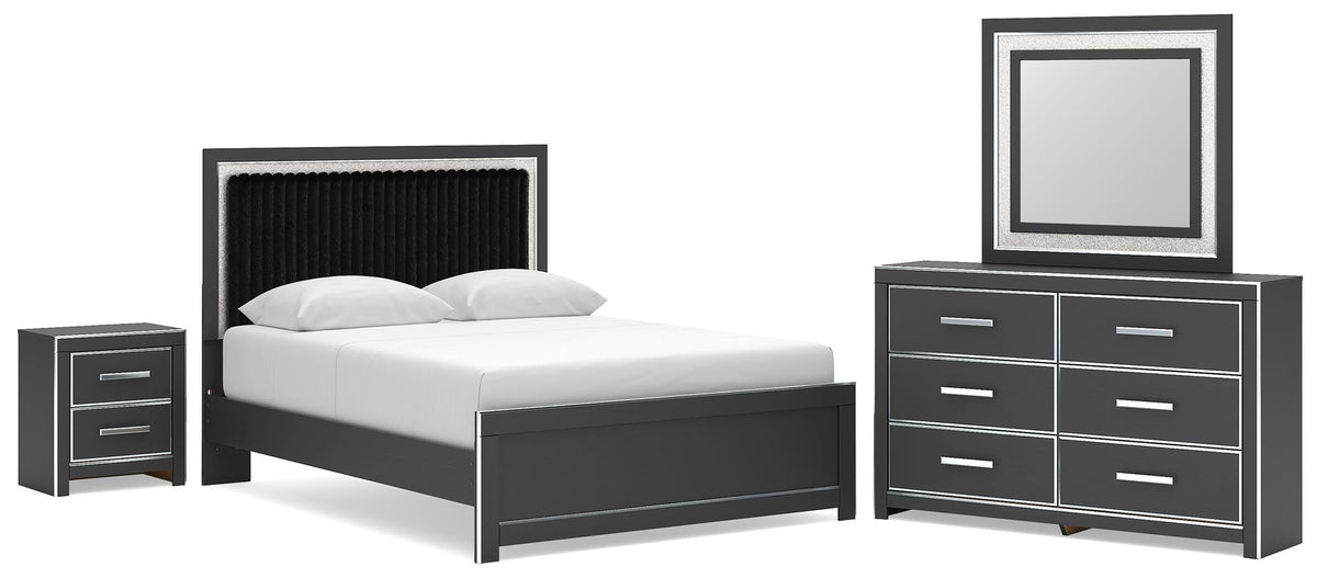 Zuraleus Queen Upholstered Bed, Dresser, Mirror and Nightstand