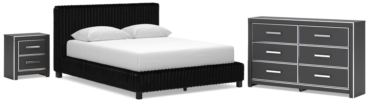 Zuraleus Queen Upholstered Bed, Dresser and Nightstand